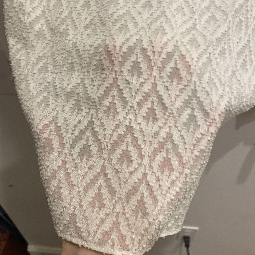 Rebecca Taylor Blouse 0 White Ivory Office Silk Lightweight Lace Sheer Siren - Picture 4 of 11